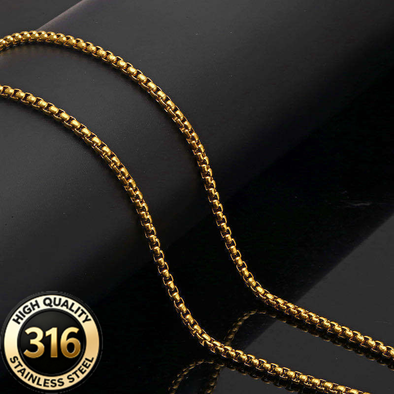 Unisex Stainless Steel Square Chain Necklace, Durable and Stylish